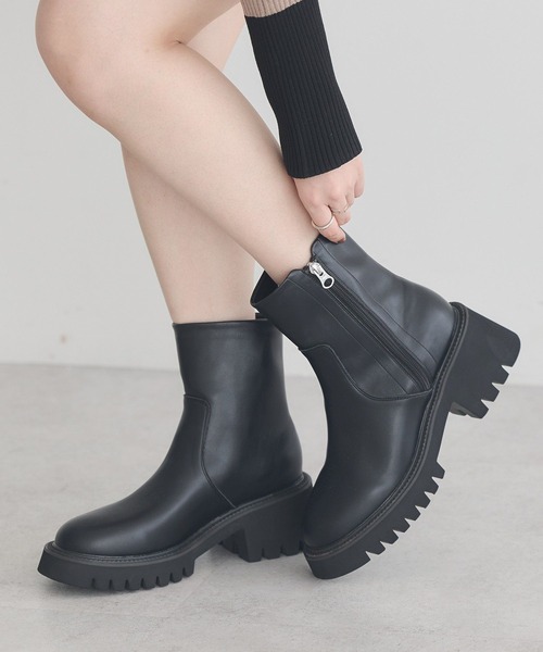 ORiental TRaffic(オリエンタルトラフィック)の「ORiental TRaffic サイドジップブーツ(ブーツ・レディース・ブラウン/ブラック・S/M/L/LL)」の1枚目の写真