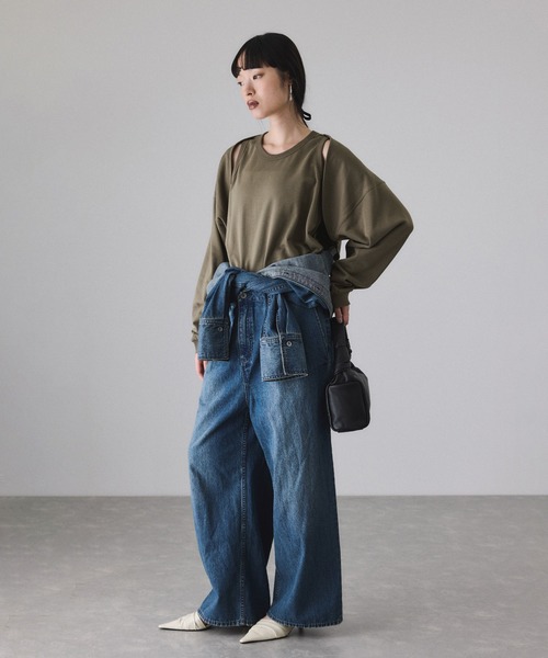 アダムエロペ（ADAM ET ROPE’）/カスタマイズスリーブミニ裏毛トップス セール】カスタマイズスリーブミニ裏毛トップス（Tシャツ/カットソー