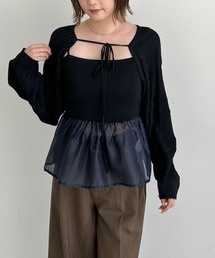 AD2009 archive リボンギャザーデザイントップス 黒 AD2009 archive リボンギャザーデザイントップス 黒 ドット