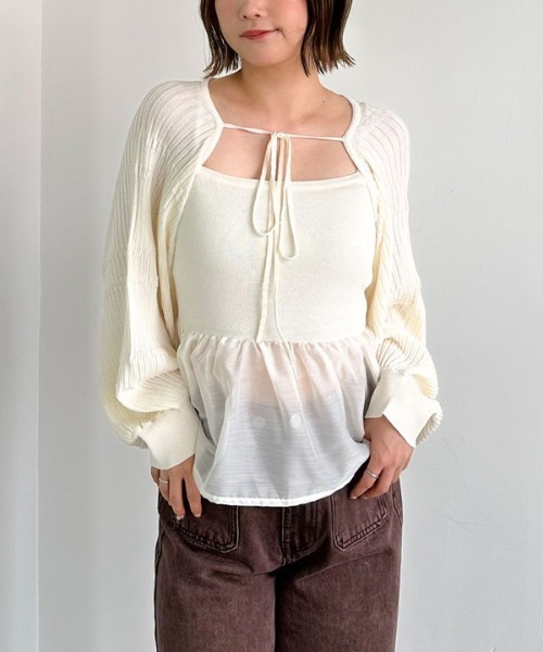 archives（アルシーヴ）の「ドッキングペプラムニットボレロアンサンプル（アンサンブル・レディース・グレー/アイボリー/ブラック・MEDIUM）」の8枚目の写真