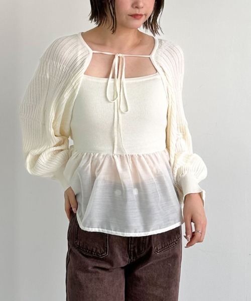 archives（アルシーヴ）の「ドッキングペプラムニットボレロアンサンプル（アンサンブル・レディース・グレー/アイボリー/ブラック・MEDIUM）」の9枚目の写真