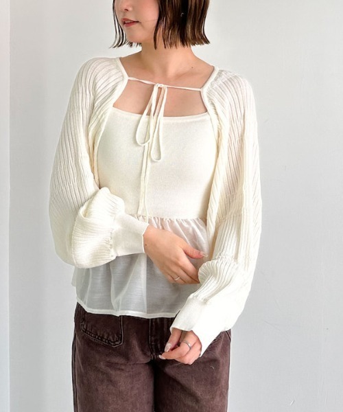 archives（アルシーヴ）の「ドッキングペプラムニットボレロアンサンプル（アンサンブル・レディース・グレー/アイボリー/ブラック・MEDIUM）」の10枚目の写真