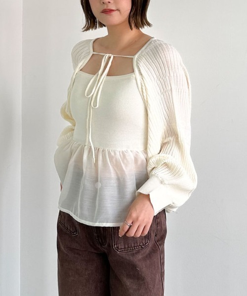 archives（アルシーヴ）の「ドッキングペプラムニットボレロアンサンプル（アンサンブル・レディース・グレー/アイボリー/ブラック・MEDIUM）」の11枚目の写真