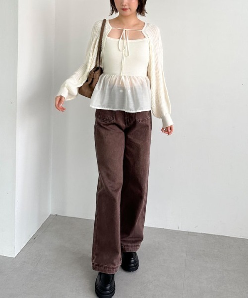 archives（アルシーヴ）の「ドッキングペプラムニットボレロアンサンプル（アンサンブル・レディース・グレー/アイボリー/ブラック・MEDIUM）」の16枚目の写真