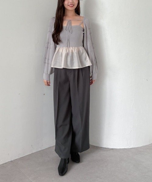 archives（アルシーヴ）の「ドッキングペプラムニットボレロアンサンプル（アンサンブル・レディース・グレー/アイボリー/ブラック・MEDIUM）」の4枚目の写真