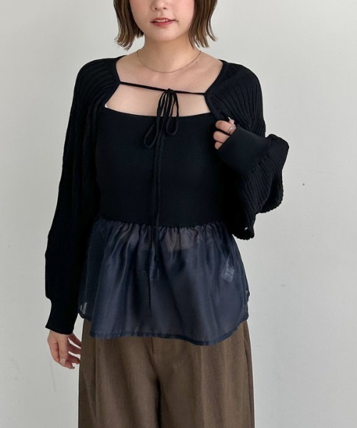 archives（アルシーヴ）の「ドッキングペプラムニットボレロアンサンプル（アンサンブル・レディース・グレー/アイボリー/ブラック・MEDIUM）」の19枚目の写真