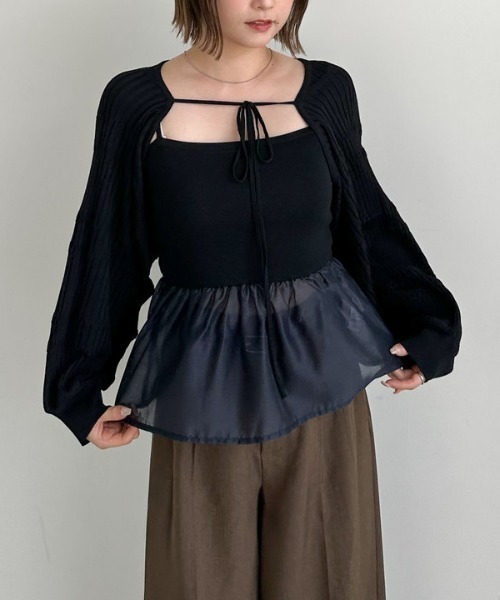 archives（アルシーヴ）の「ドッキングペプラムニットボレロアンサンプル（アンサンブル・レディース・グレー/アイボリー/ブラック・MEDIUM）」の20枚目の写真