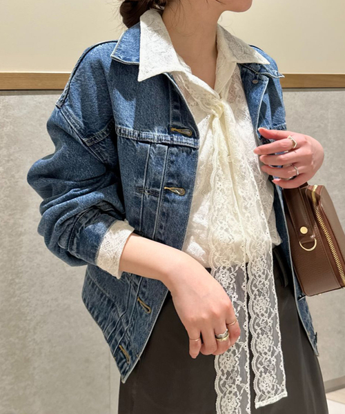 ♡ ダーリッチ Darich ♡ DRビジューフラワーリブニットトップス 水色