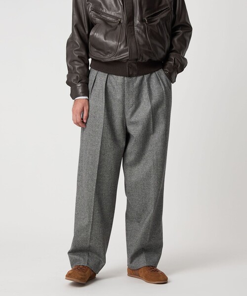 Steven Alan＞ ウール フラノ インツープリーツ ドレス トラウザーズ