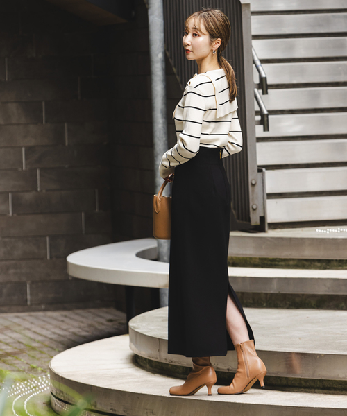 【新品タグ付き】NOBLE ショルダーボタンタイトリブニット ショルダーボタンタイトリブニット（ニット／セーター）｜NOBLE