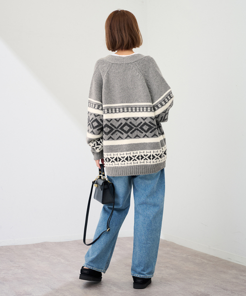 FRAMeWORK（フレームワーク）の「ジャガードカーディガン（カーディガン/ボレロ・レディース・グレー/アイボリー・FREE）」の5枚目の写真