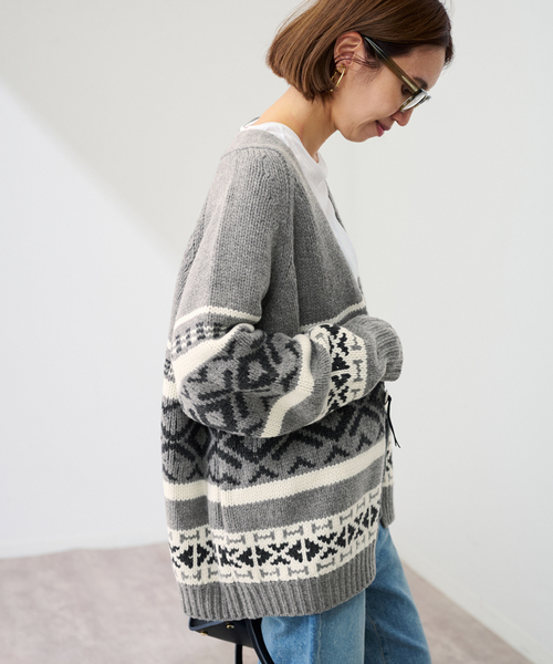 FRAMeWORK（フレームワーク）の「ジャガードカーディガン（カーディガン/ボレロ・レディース・グレー/アイボリー・FREE）」の8枚目の写真