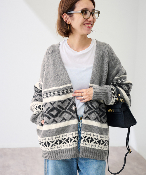 FRAMeWORK（フレームワーク）の「ジャガードカーディガン（カーディガン/ボレロ・レディース・グレー/アイボリー・FREE）」の10枚目の写真