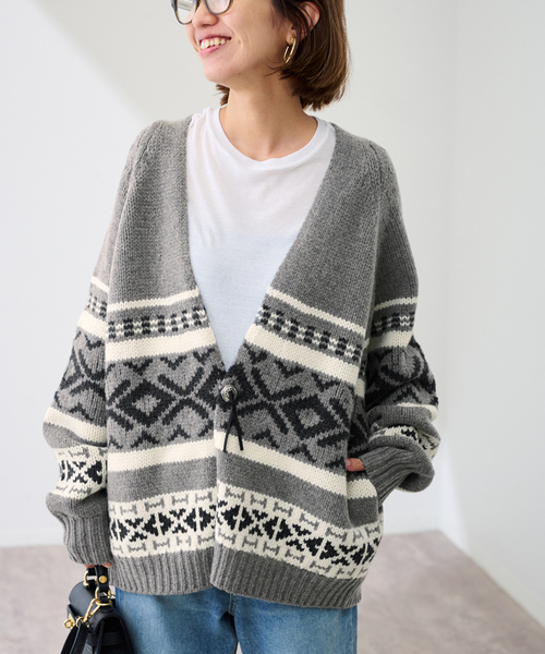 FRAMeWORK（フレームワーク）の「ジャガードカーディガン（カーディガン/ボレロ・レディース・グレー/アイボリー・FREE）」の11枚目の写真