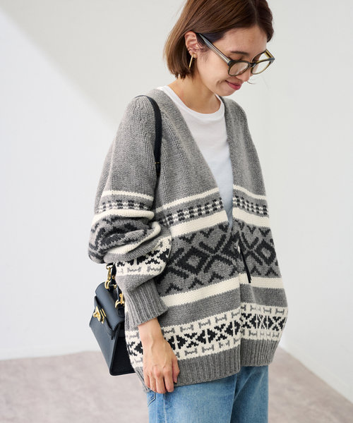 FRAMeWORK（フレームワーク）の「ジャガードカーディガン（カーディガン/ボレロ・レディース・グレー/アイボリー・FREE）」の12枚目の写真