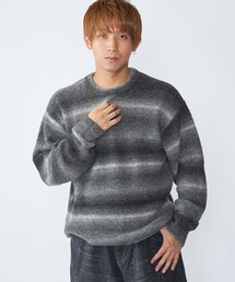 City Ambient Products | City Ambient Products: 〈手洗い可能〉グラデーション オンブレ ボーダー クルーネック ニット(ニット/セーター)