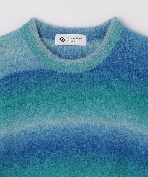 City Ambient Products（シティアンビエントプロダクツ）の「City Ambient Products: 〈手洗い可能〉グラデーション オンブレ ボーダー クルーネック ニット（ニット/セーター・メンズ・ブルー/ブラック/レッド・SMALL/MEDIUM/LARGE）」の9枚目の写真
