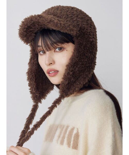 MURUA（ムルーア）の「フライトニットファーキャップ（キャップ・レディース・ブラウン・FREE）」の2枚目の写真