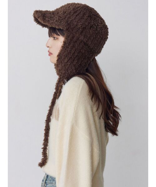 MURUA（ムルーア）の「フライトニットファーキャップ（キャップ・レディース・ブラウン・FREE）」の4枚目の写真