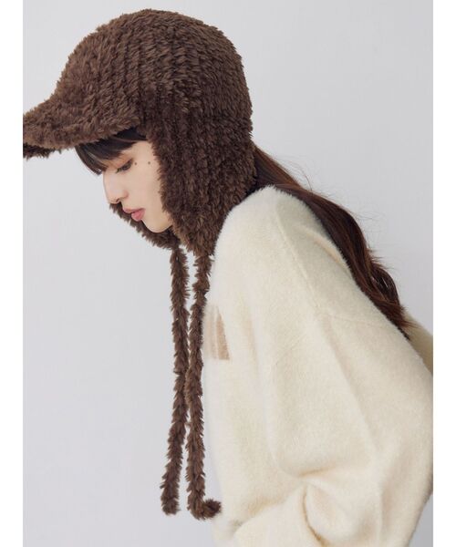 MURUA（ムルーア）の「フライトニットファーキャップ（キャップ・レディース・ブラウン・FREE）」の5枚目の写真