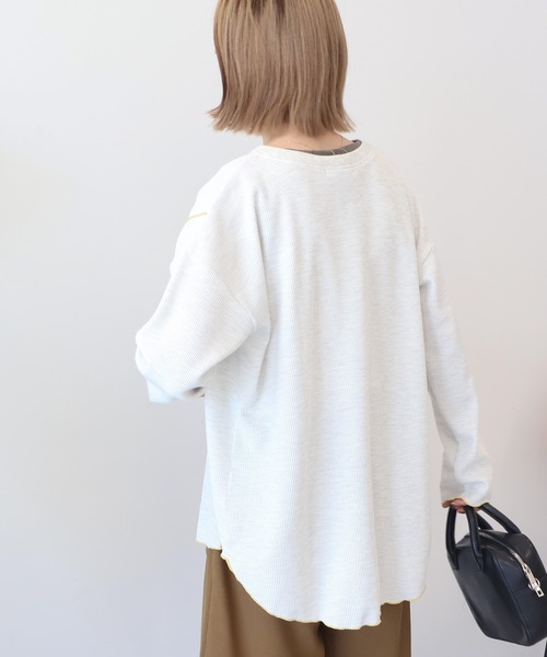 AMERICAN HOLIC(アメリカンホリック)の「ワッフル配色メロープルオーバー(Tシャツ/カットソー・レディース・カーキ/ブラック/チャコールグレー/ホワイト系その他・M/L)」の11枚目の写真