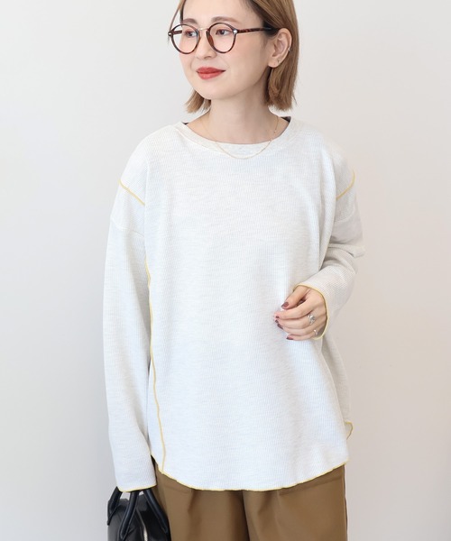 AMERICAN HOLIC(アメリカンホリック)の「ワッフル配色メロープルオーバー(Tシャツ/カットソー・レディース・カーキ/ブラック/チャコールグレー/ホワイト系その他・M/L)」の12枚目の写真