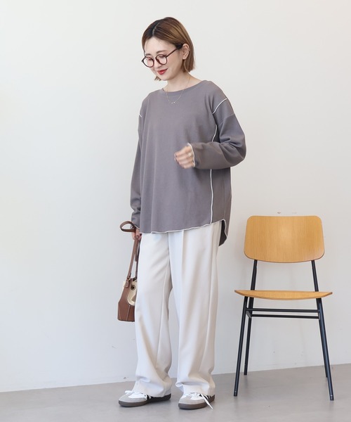 AMERICAN HOLIC(アメリカンホリック)の「ワッフル配色メロープルオーバー(Tシャツ/カットソー・レディース・カーキ/ブラック/チャコールグレー/ホワイト系その他・M/L)」の14枚目の写真