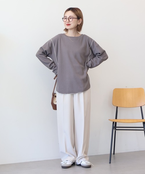 AMERICAN HOLIC(アメリカンホリック)の「ワッフル配色メロープルオーバー(Tシャツ/カットソー・レディース・カーキ/ブラック/チャコールグレー/ホワイト系その他・M/L)」の16枚目の写真