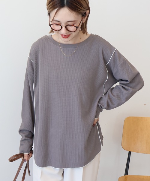 AMERICAN HOLIC(アメリカンホリック)の「ワッフル配色メロープルオーバー(Tシャツ/カットソー・レディース・カーキ/ブラック/チャコールグレー/ホワイト系その他・M/L)」の17枚目の写真