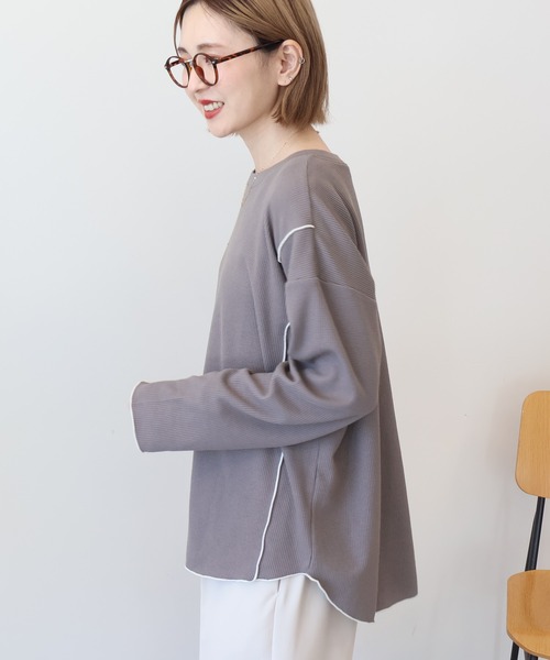AMERICAN HOLIC(アメリカンホリック)の「ワッフル配色メロープルオーバー(Tシャツ/カットソー・レディース・カーキ/ブラック/チャコールグレー/ホワイト系その他・M/L)」の18枚目の写真