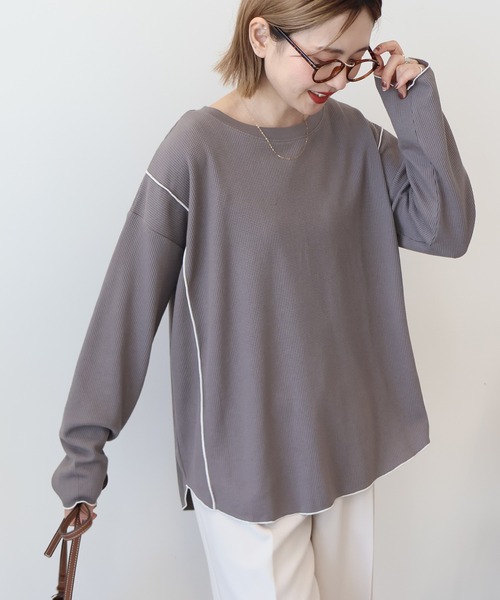 AMERICAN HOLIC(アメリカンホリック)の「ワッフル配色メロープルオーバー(Tシャツ/カットソー・レディース・カーキ/ブラック/チャコールグレー/ホワイト系その他・M/L)」の20枚目の写真
