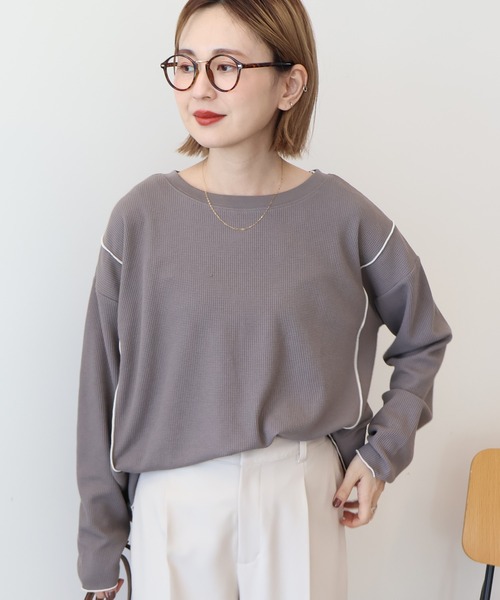 AMERICAN HOLIC(アメリカンホリック)の「ワッフル配色メロープルオーバー(Tシャツ/カットソー・レディース・カーキ/ブラック/チャコールグレー/ホワイト系その他・M/L)」の21枚目の写真