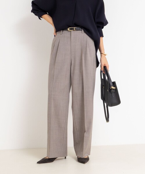 NOLLEY’S Sophi（ノーリーズソフィ）の「《セットアップ対応》ウォッシャブルサイロトロピカルワイドパンツ（その他パンツ・レディース・ネイビー/チャコールグレー/ブラウン・38/36/34）」の2枚目の写真