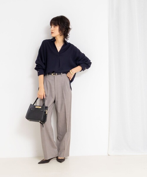 NOLLEY’S Sophi（ノーリーズソフィ）の「《セットアップ対応》ウォッシャブルサイロトロピカルワイドパンツ（その他パンツ・レディース・ネイビー/チャコールグレー/ブラウン・38/36/34）」の10枚目の写真