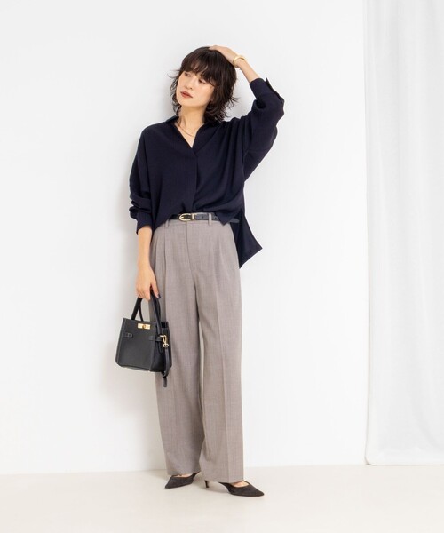 NOLLEY’S Sophi（ノーリーズソフィ）の「《セットアップ対応》ウォッシャブルサイロトロピカルワイドパンツ（その他パンツ・レディース・ネイビー/チャコールグレー/ブラウン・38/36/34）」の11枚目の写真