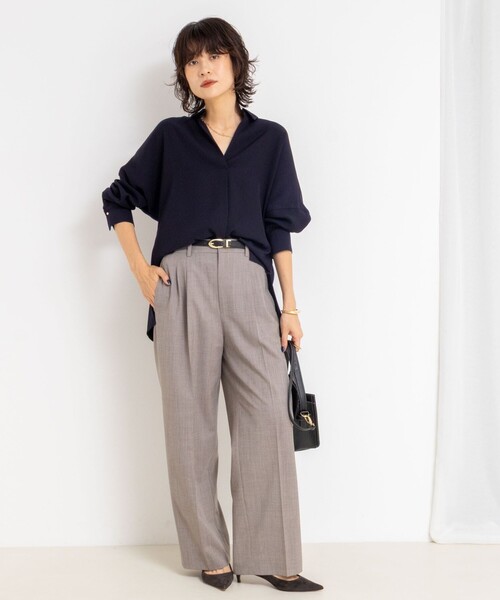 NOLLEY’S Sophi（ノーリーズソフィ）の「《セットアップ対応》ウォッシャブルサイロトロピカルワイドパンツ（その他パンツ・レディース・ネイビー/チャコールグレー/ブラウン・38/36/34）」の15枚目の写真