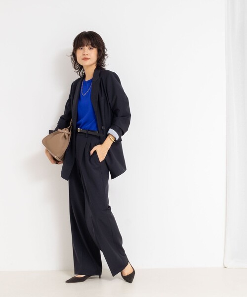 NOLLEY’S Sophi（ノーリーズソフィ）の「《セットアップ対応》ウォッシャブルサイロトロピカルワイドパンツ（その他パンツ・レディース・ネイビー/チャコールグレー/ブラウン・38/36/34）」の20枚目の写真