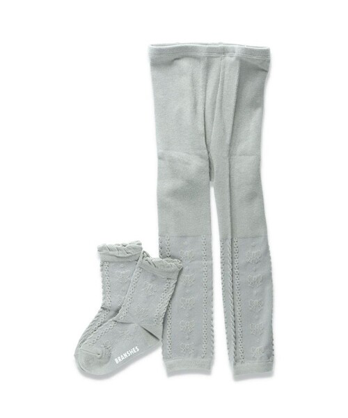 BRANSHES(ブランシェス)の「リボンフロートスパッツ&ソックスセット(ソックス/靴下・キッズ・グレー/ブラック・95/85/120/105/135)」の1枚目の写真