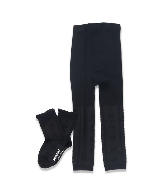 BRANSHES(ブランシェス)の「リボンフロートスパッツ&ソックスセット(ソックス/靴下・キッズ・グレー/ブラック・95/85/120/105/135)」の2枚目の写真
