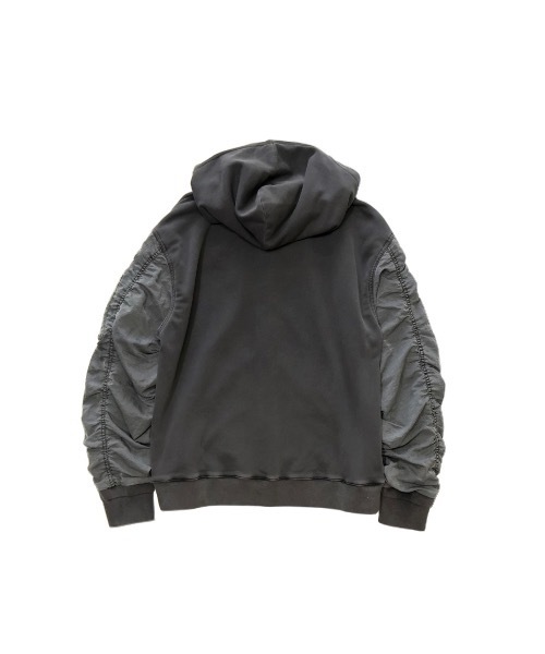 MMMM（エムエムエムエム）の「MMMM/ ヴィンテージ加工/ZIPパーカー/ナイロンツイル/ピグメント（パーカー・メンズ・ブラック/オリーブ・MEDIUM/LARGE/X-LARGE）」の3枚目の写真