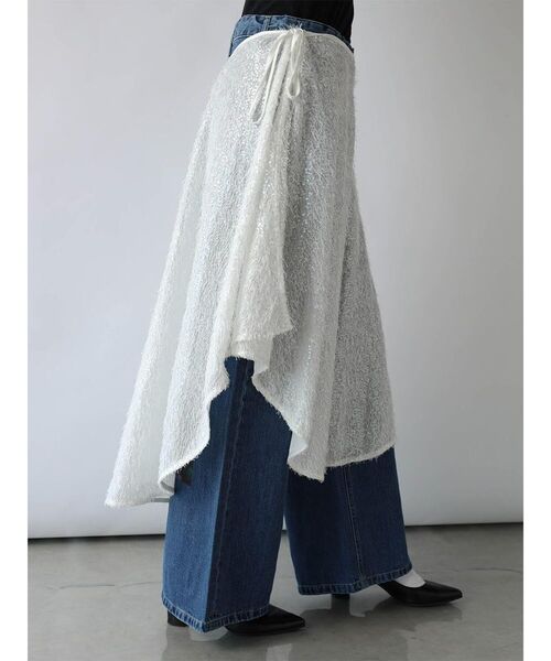 :ETHROF(イーサオブ)の「SEQUINS FRINGE WRAP SKIRT(スカート・レディース・ライトブルー/ブラック/オフホワイト・MEDIUM)」の8枚目の写真