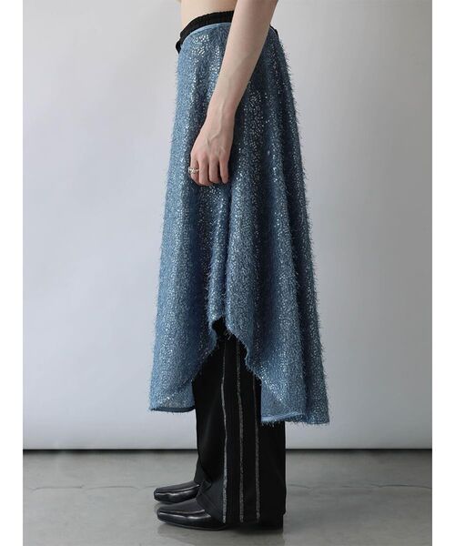 :ETHROF(イーサオブ)の「SEQUINS FRINGE WRAP SKIRT(スカート・レディース・ライトブルー/ブラック/オフホワイト・MEDIUM)」の21枚目の写真