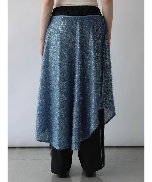 :ETHROF(イーサオブ)の「SEQUINS FRINGE WRAP SKIRT(スカート・レディース・ライトブルー/ブラック/オフホワイト・MEDIUM)」の20枚目の写真