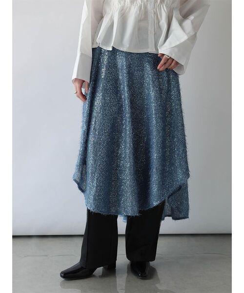:ETHROF(イーサオブ)の「SEQUINS FRINGE WRAP SKIRT(スカート・レディース・ライトブルー/ブラック/オフホワイト・MEDIUM)」の3枚目の写真