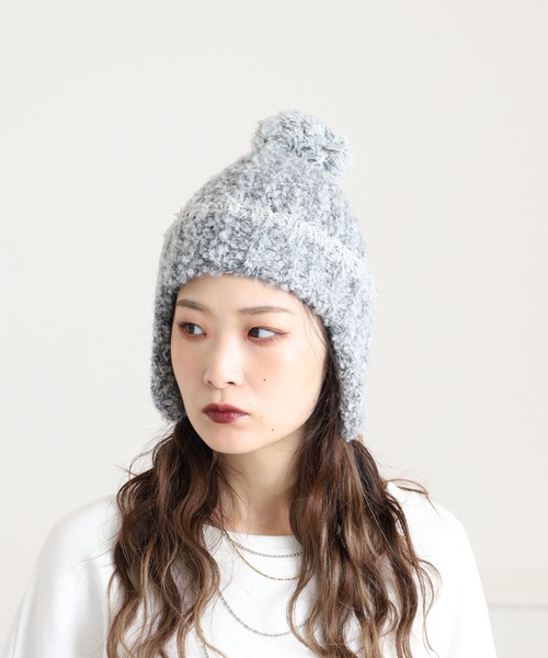 セール】ポン付き 耳付きニット帽（ニットキャップ/ビーニー）｜Sense