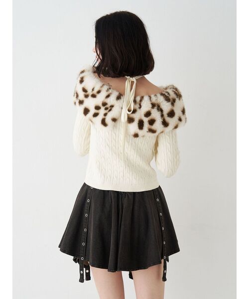 jouetie(ジュエティ)の「ファードッキングオフショルニット(ニット/セーター・レディース・オフホワイト/グレー/ブラック・MEDIUM)」の13枚目の写真