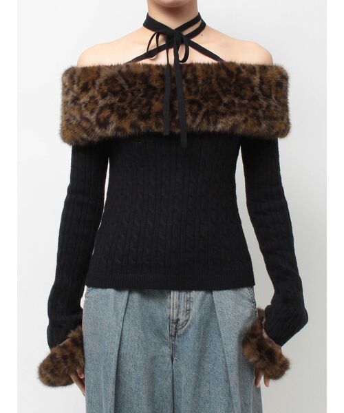 jouetie(ジュエティ)の「ファードッキングオフショルニット(ニット/セーター・レディース・オフホワイト/グレー/ブラック・MEDIUM)」の17枚目の写真