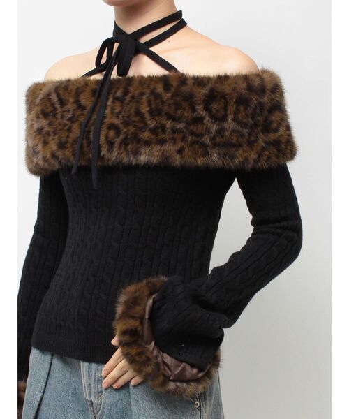 jouetie(ジュエティ)の「ファードッキングオフショルニット(ニット/セーター・レディース・オフホワイト/グレー/ブラック・MEDIUM)」の21枚目の写真