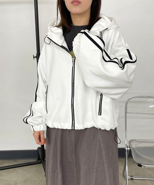 未使用に近い Rene ルネ パール リボン パーカー ダブルジップ ピコレース セール】袖ライン切替ジップパーカー（パーカー）｜CRB