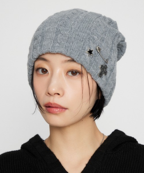 BROOCH POINT KNIT キャップ（ニットキャップ/ビーニー）｜LAGUA GEM